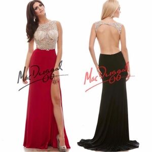 🔥Cassandra Stone By Mac Duggal Rhinestones Sequins  Backless Prom / Party Dress